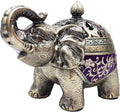 Hourwof Metal Elephant Incense Holder,Vintage Cone Coil Incense Burner with Lid,Ash Catcher,Aromatherapy Ornament Home Office Decor (Purple)