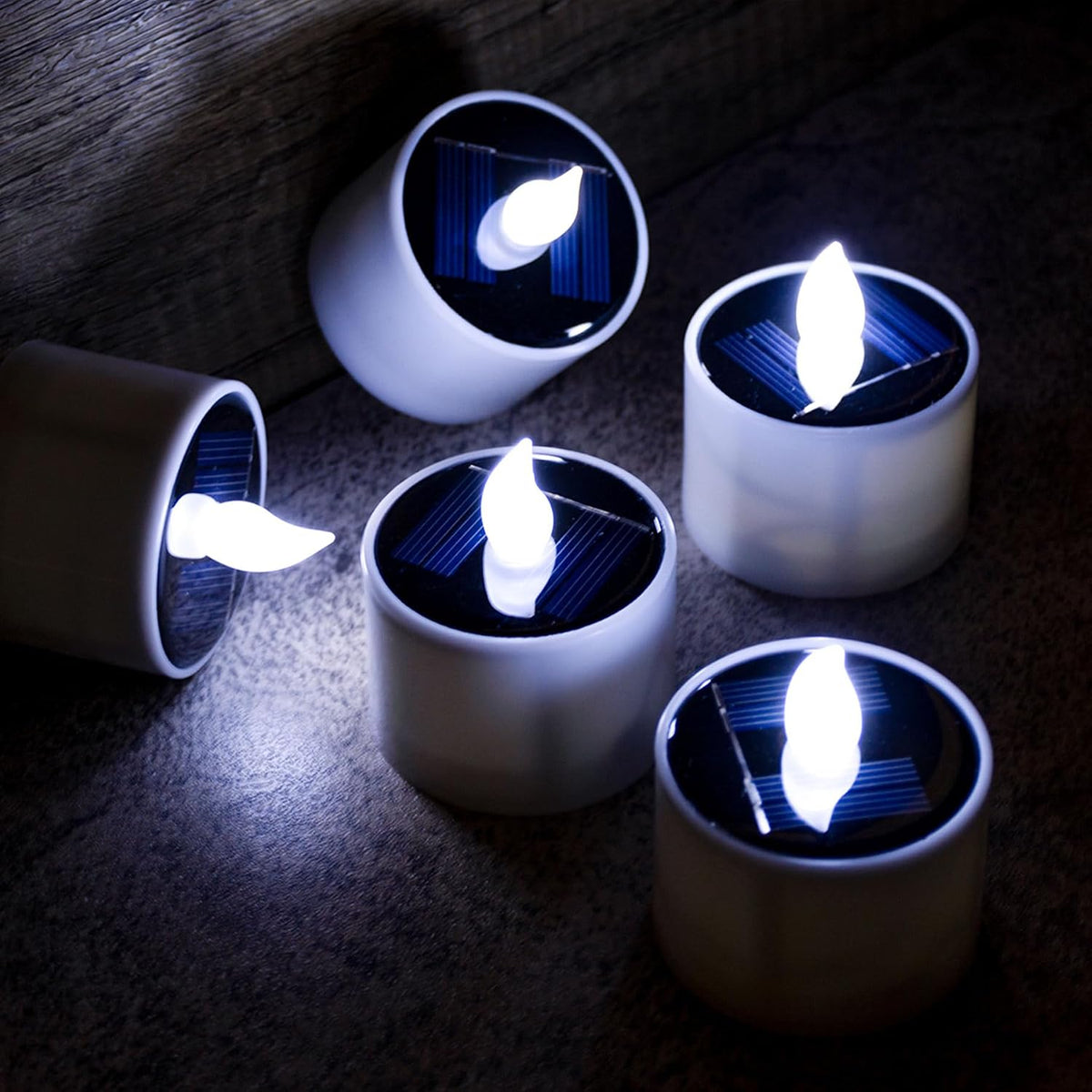 6 Pack Cool White Flickering Outdoor Waterproof LED Solar Candles