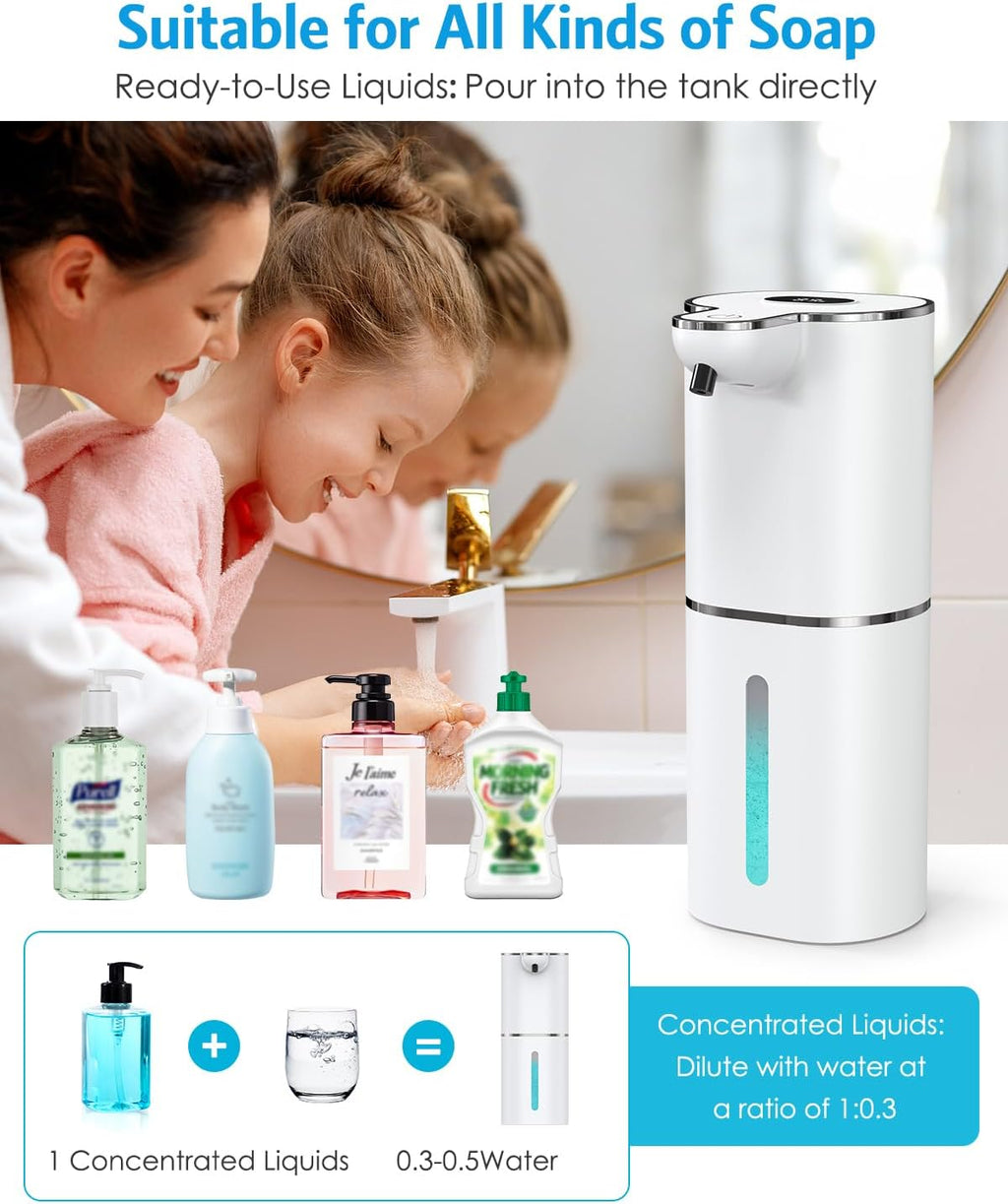 2PCS Automatic Liquid Soap Dispenser Touchless, 6-Level Bathroom