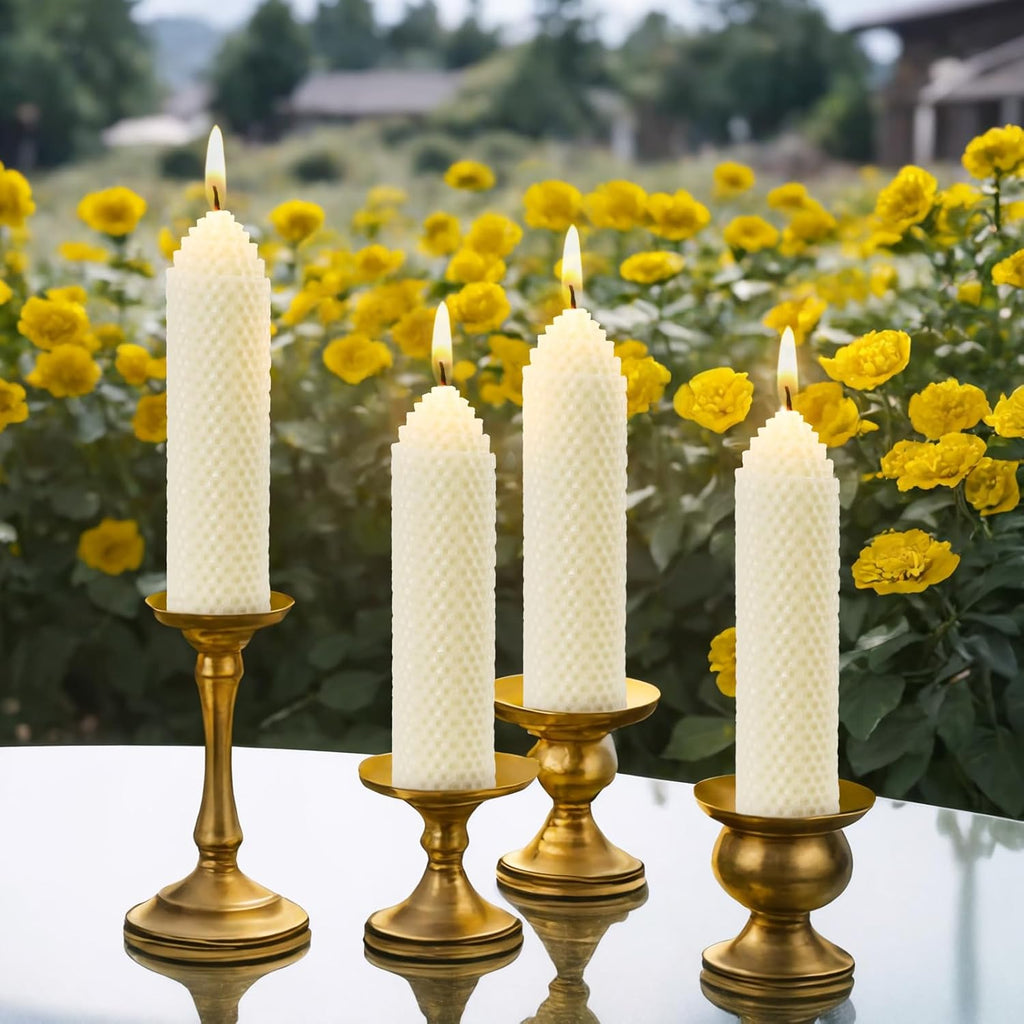 DEYBBY 1.5×6 inch Off White Natural Beeswax Pillar Candles Set of 6