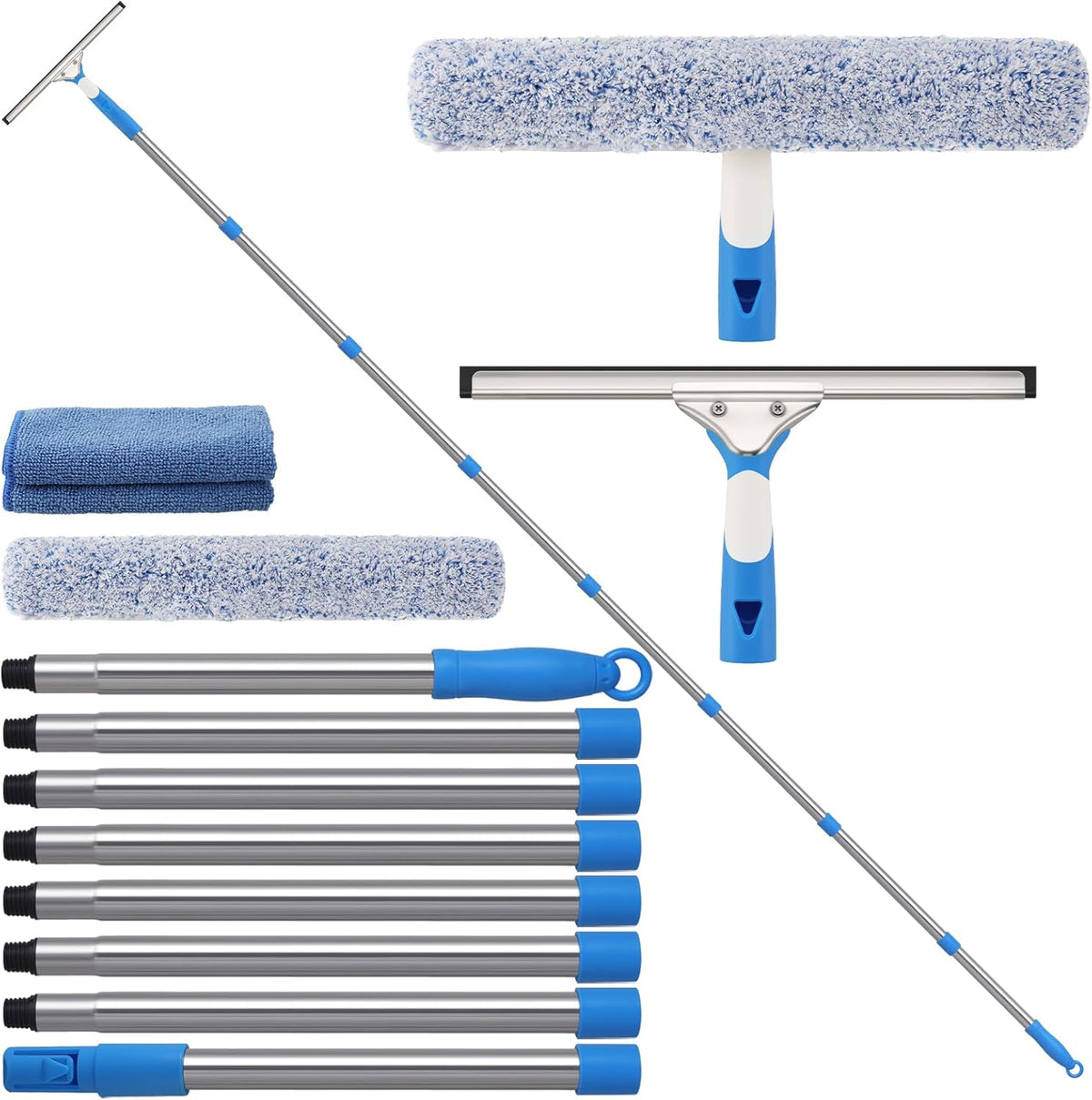 Mitclear 10 Feet Long Squeegee Window Cleaner Tool for Outdoor High Windows