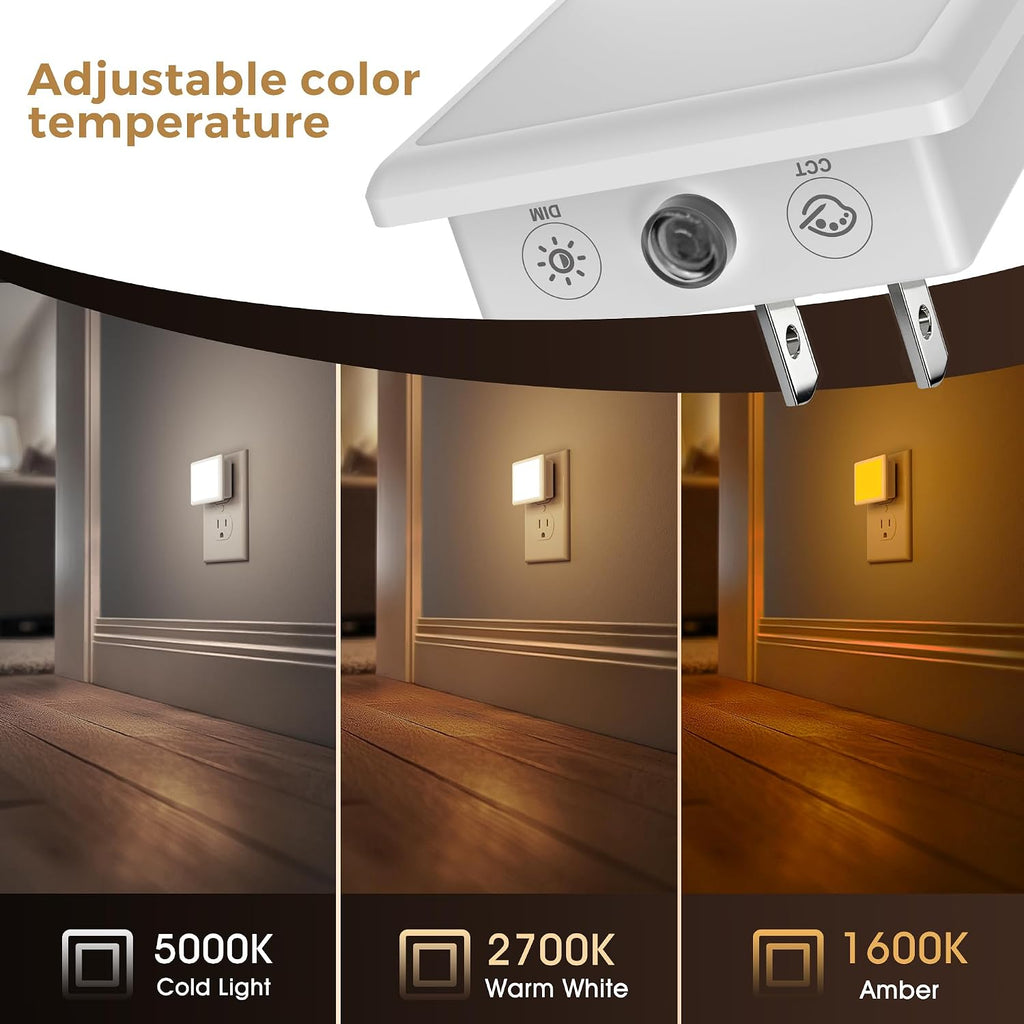 L LOHAS LED 3CCT Night Lights Plug into Wall 2-Pack, Plug in Night Light