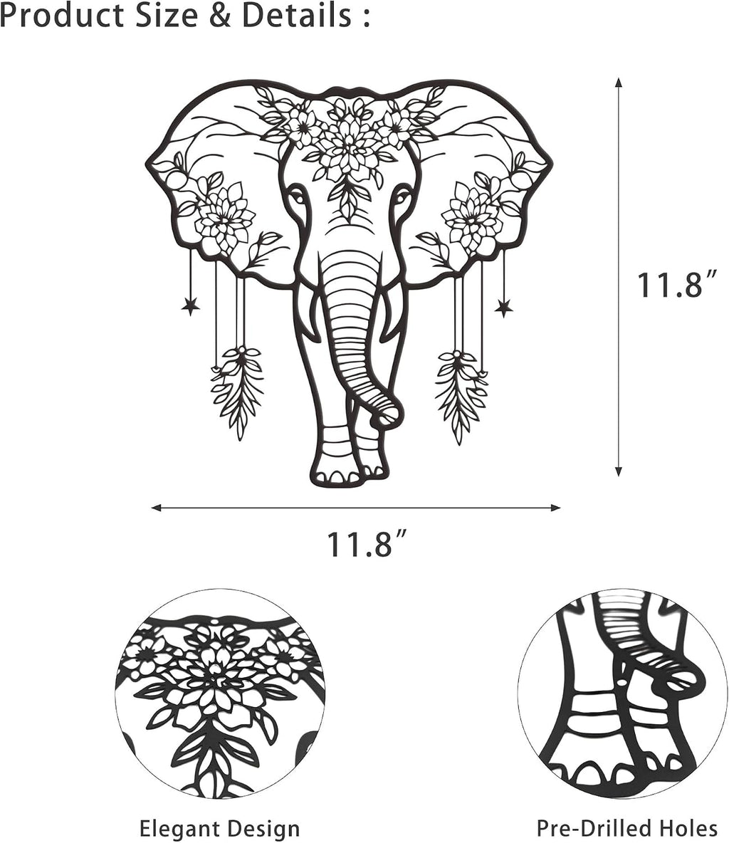 Rajukit Metal Elephant Wall Decor for Home
