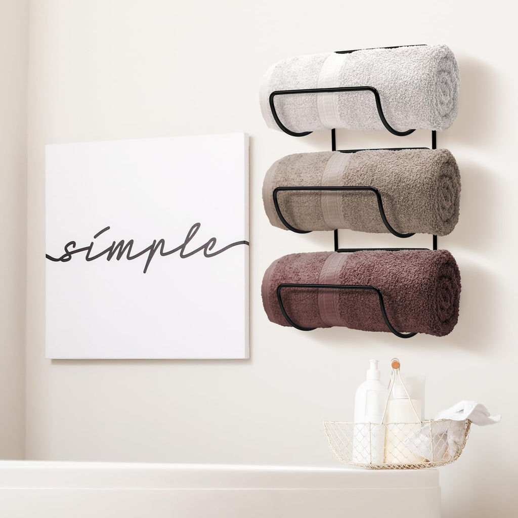 Sorbus Towel Racks for Bathroom, Wall Mounted (4 Pack 12 Towels, Black)