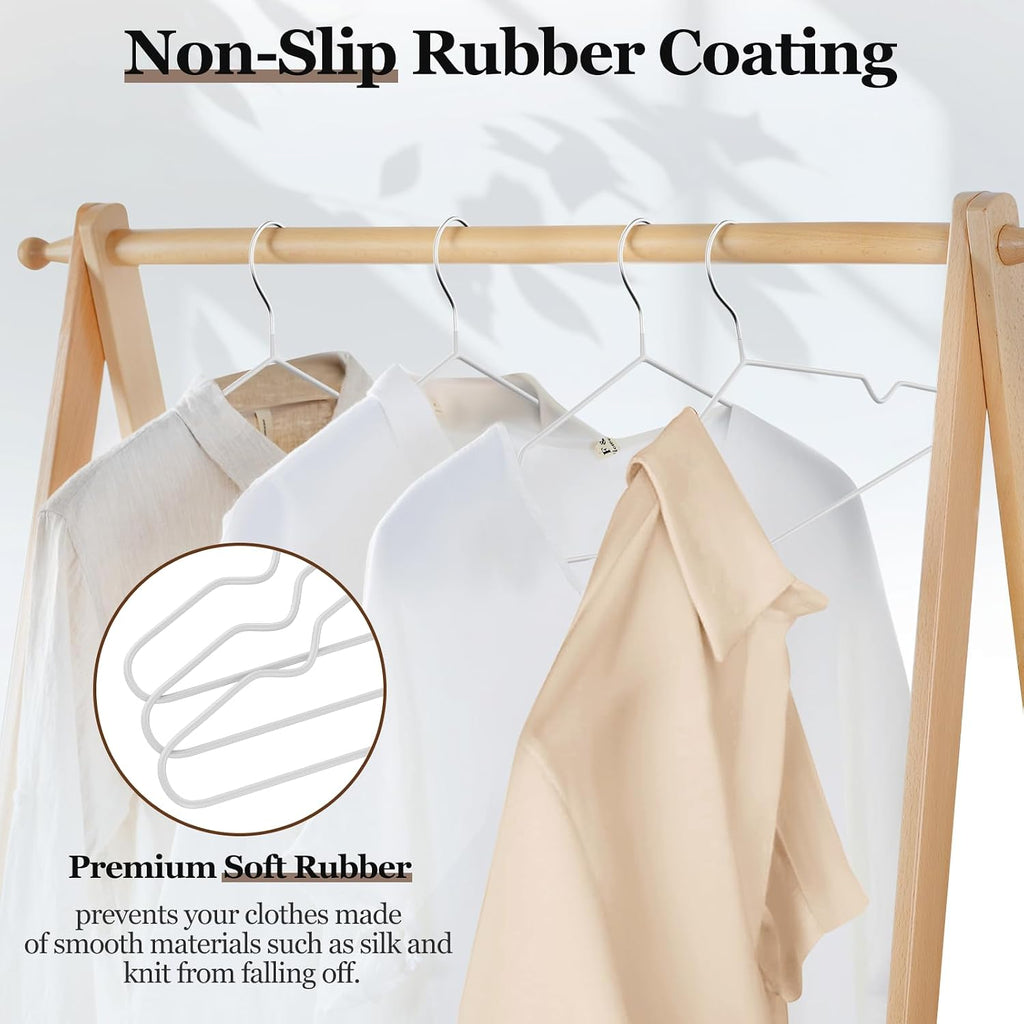16" Non-Slip Rubber Coated Metal Suit Hanger 30 Pack with Notches