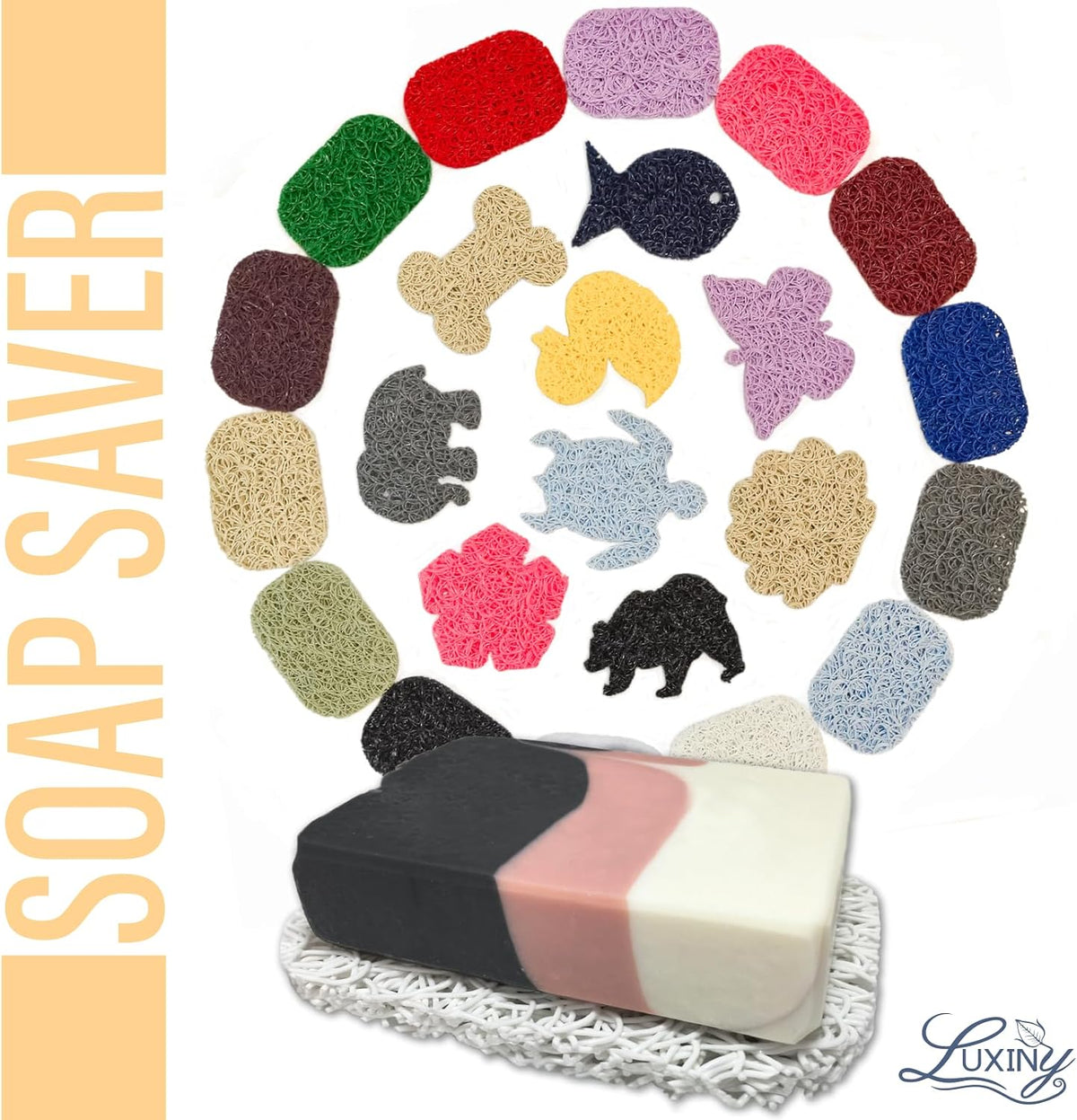 Soap Savers for Bar Soap/ShampooConditioner Bars, Made in USA by Luxiny | Lifts Bars in Soap Dishes & Shower Soap Holders | Handmade Soap Lasts Longer | Bars Dry Between uses (Yellow Duck)