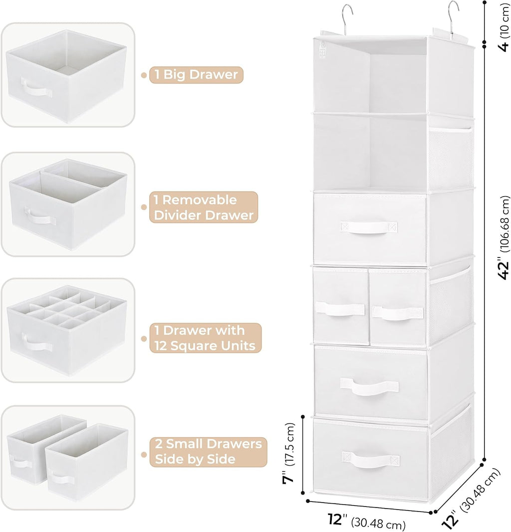 GRANNY SAYS Hanging Closet Organizer, 5 Drawers, 6 Shelves, 6 Pockets