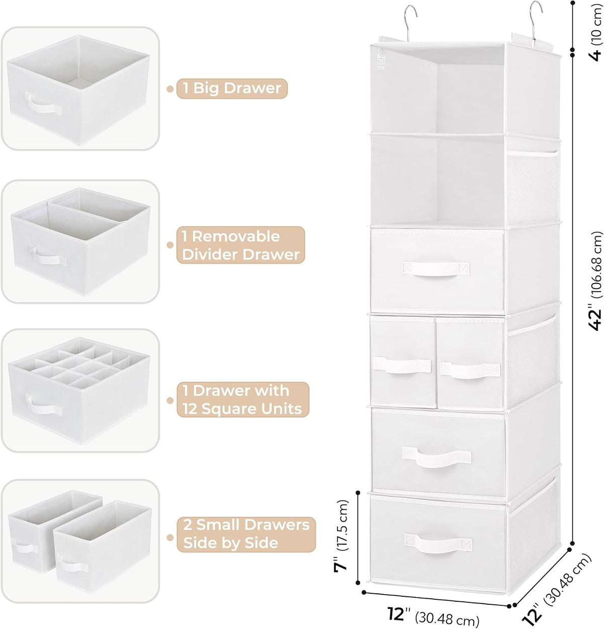 GRANNY SAYS Hanging Closet Organizer, 5 Drawers, 6 Shelves, 6 Pockets