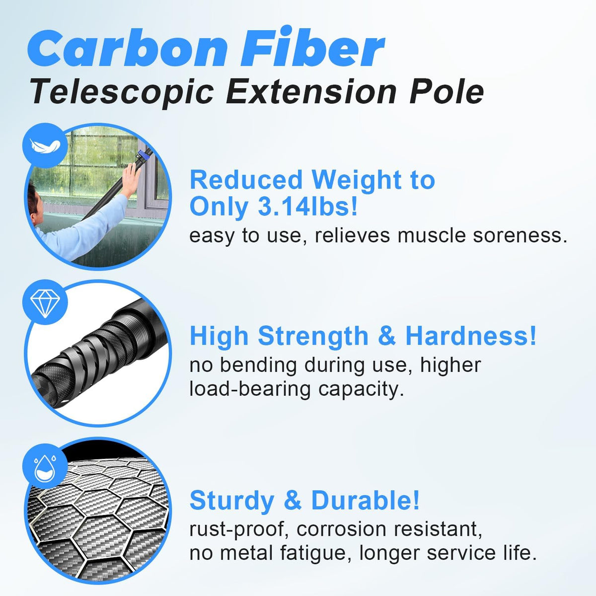 30 Foot High Ceiling Duster Kits with 4.7-24FT Carbon Fiber Extension Pole