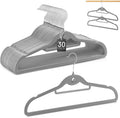 Velvet Stackable Hangers 30 Pack, Clothes Hanger Non Slip Felt with Hook
