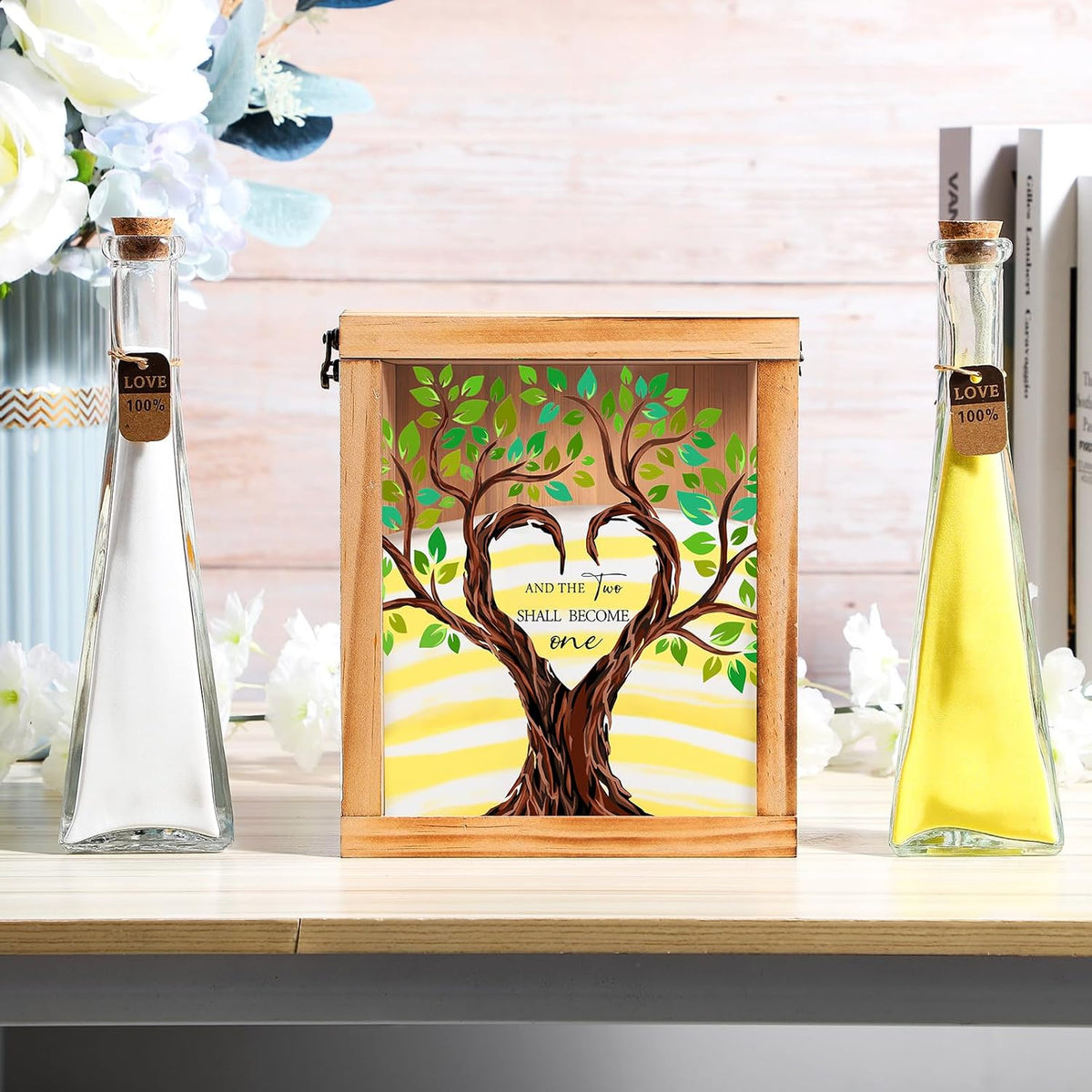 Blosssound Unity Sand for Wedding Ceremony Set and The Two Shall Become One Unity Sand Ceremony Shadow Box and Vases for Wedding Centerpiece Marriage Bridal Party Supplies