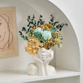 FJS Ceramic Face Vase, White Flower Vase for Table Decor