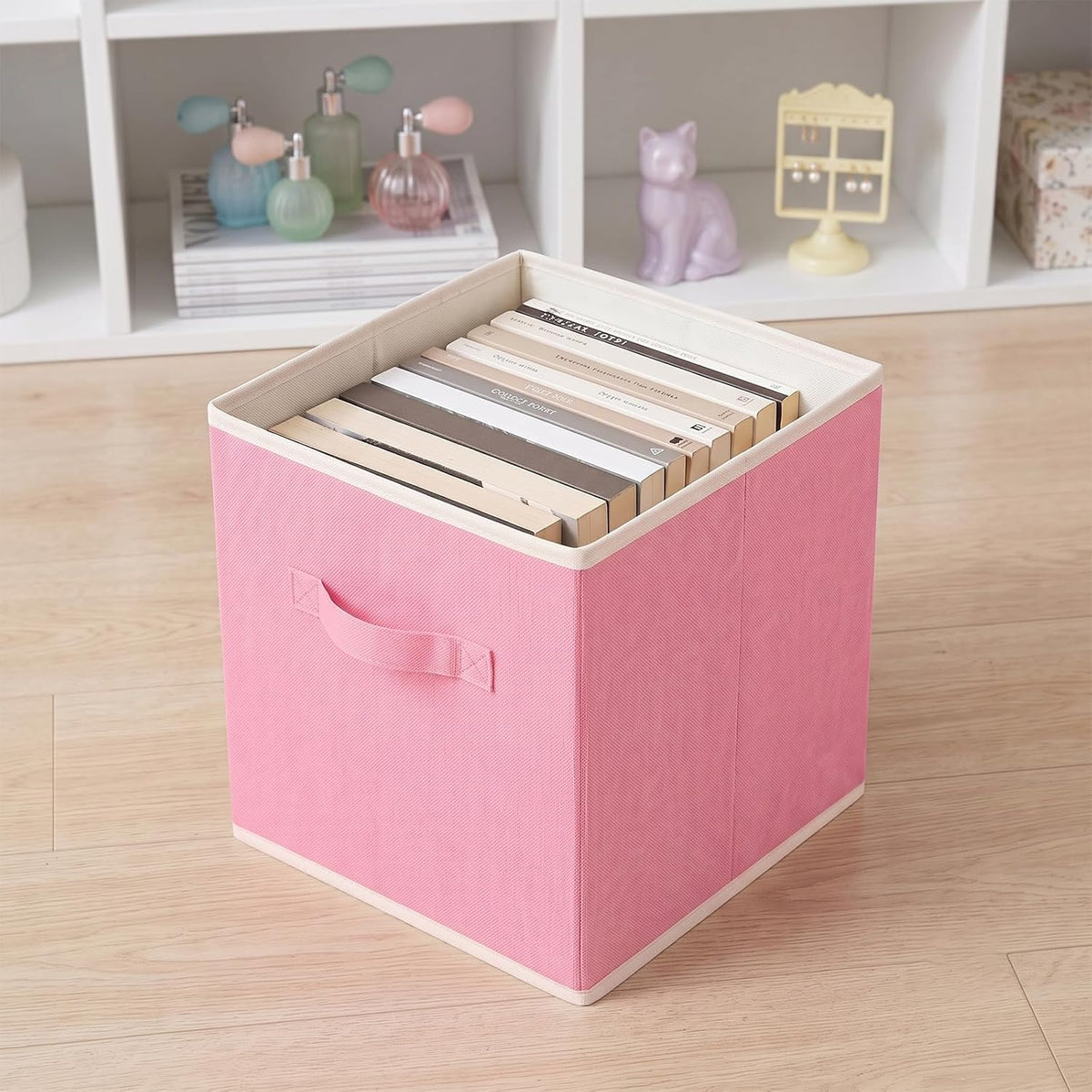 ShellKingdom Storage Bins, Foldable Linen Storage Cubes, 2 Pack (Peach)