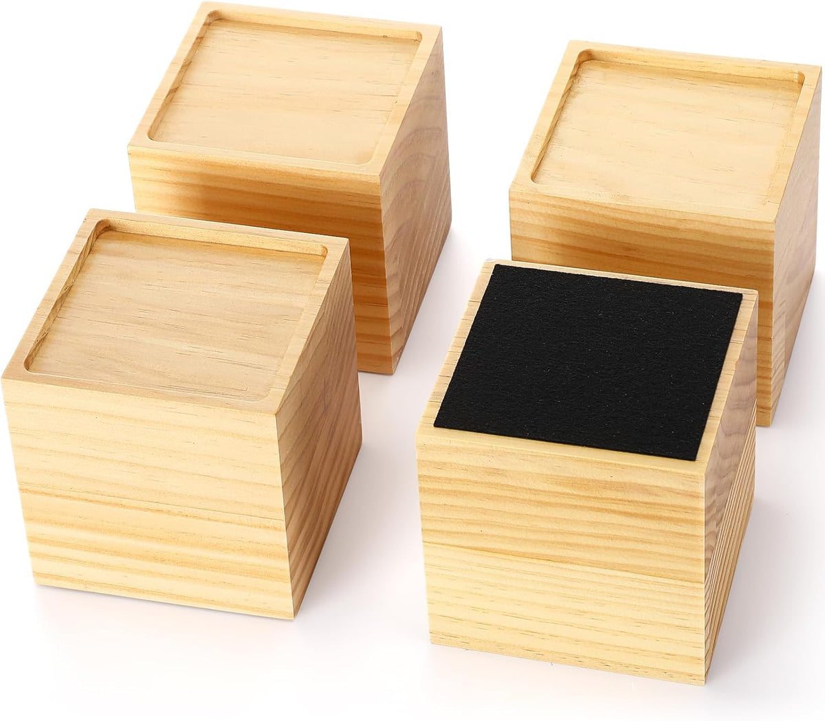 4 Pcs 4"solid Wood Bed Furniture Riser Natural Color Couch Lifter