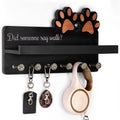 MTERSN Decorative Dog Leash Holder for Wall with Shelf & 6 Hooks, Black