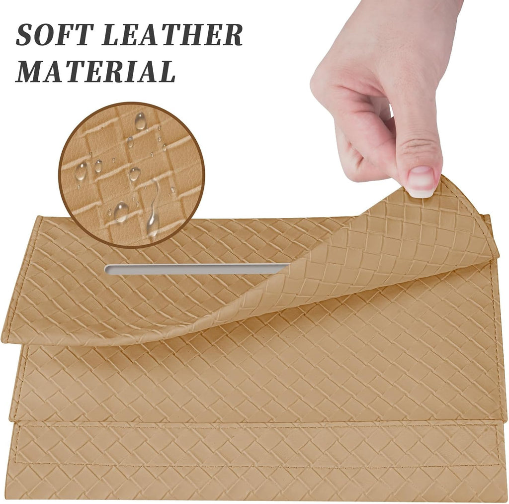NiHome PU Leather Tissue Box Cover for Kleenex Hand Towels, Khaki