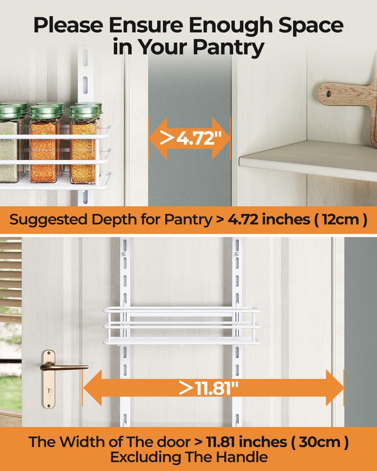 6-Tier Narrow Pantry Door Organizer,Over the Door Pantry Organizer,White