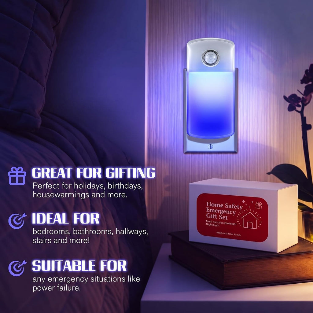Enhon Emergency Power Failure 5-in-1 Multi Color LED Night Lights, 6 Pack