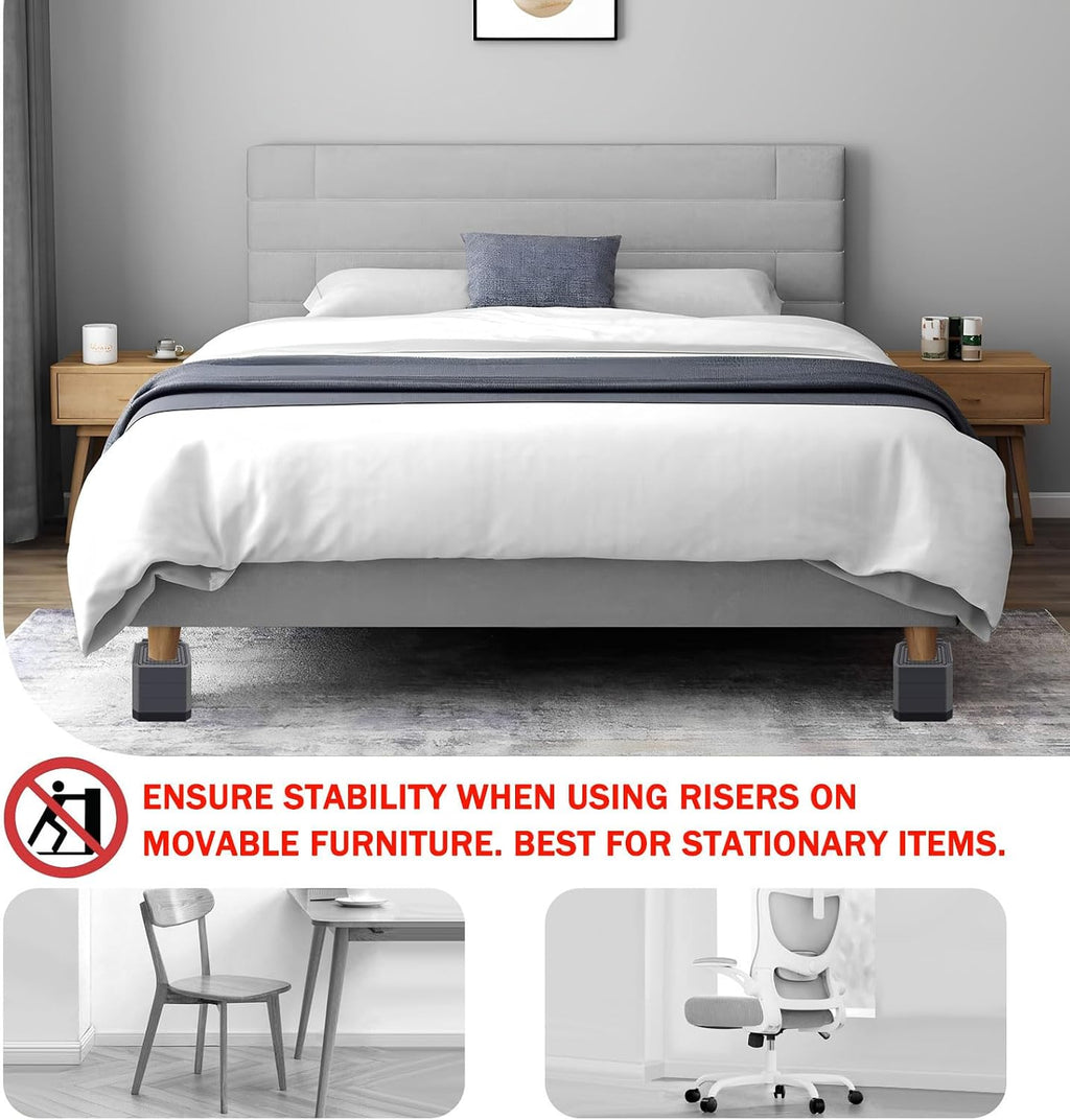 ANNKUT Bed Furniture Risers 4 Inch, Heavy Duty 4000 lbs, 4 Pack Grey