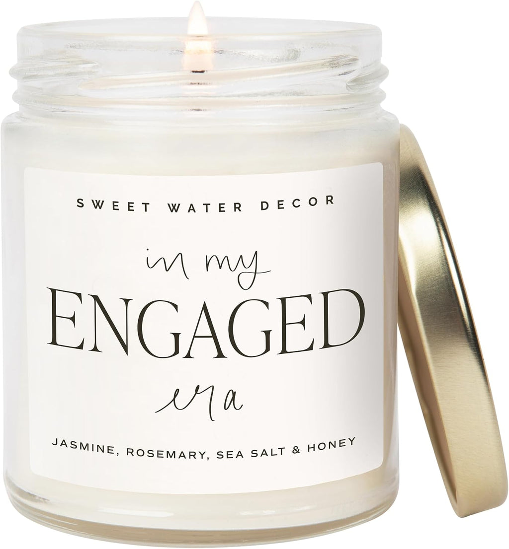 Sweet Water Decor in My Engaged Era Candle - Engagement and Bridal Shower Gifts for Woman - 9 oz Soy Candle in Clear Jar with 40+ Hours Burn Time, Made in the USA