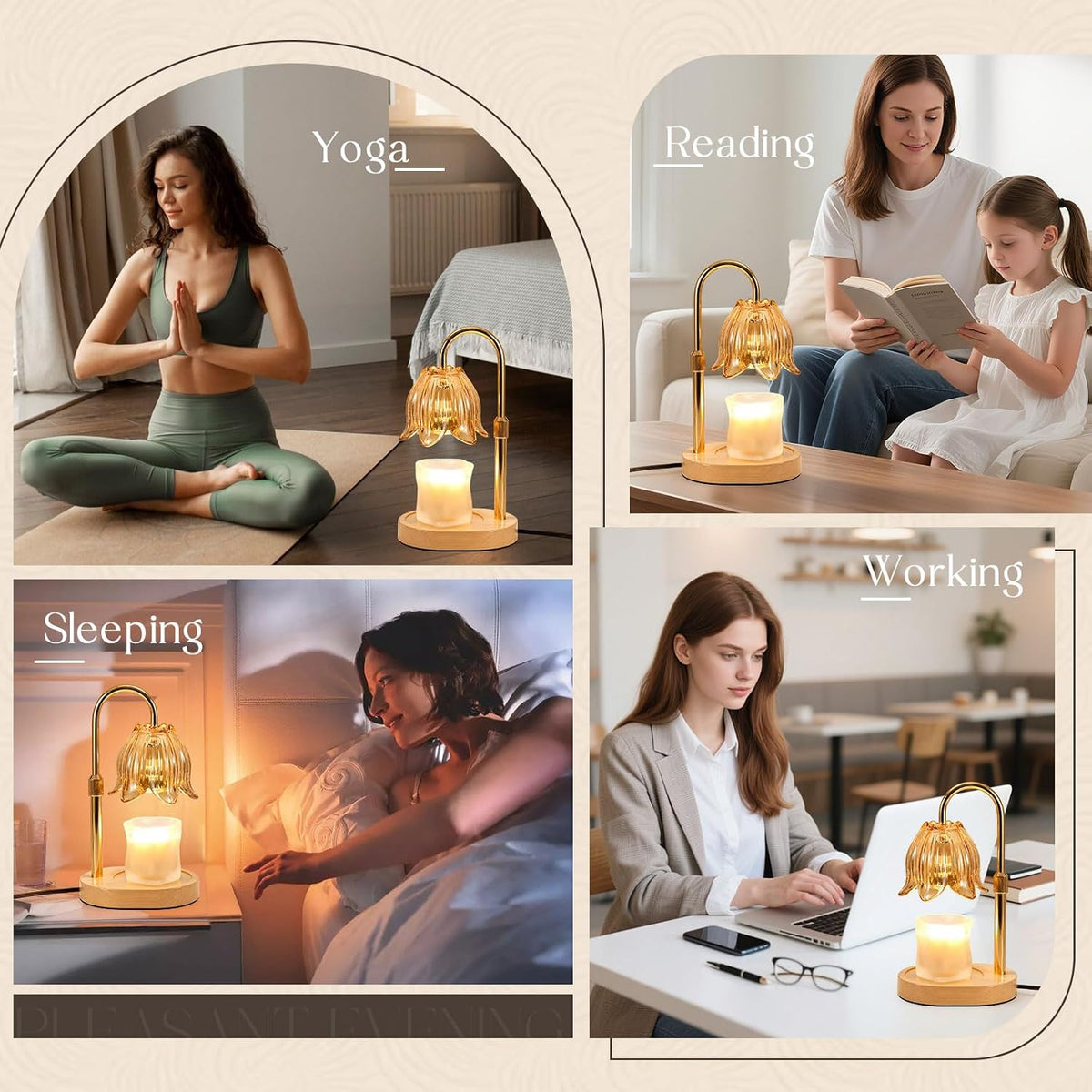SnowBB Flower Candle Warmer Lamp, Timer Dimmer, Adjustable Height, Gift for Women Mom Friend Sister, House Warming Gift New Home Decor, Vintage Wax Melt Warmer, Birthday Christmas White Elephant Gifts