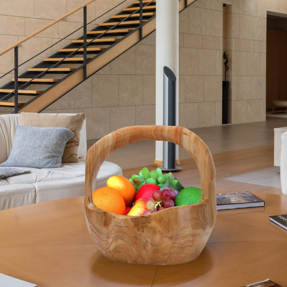 Wooden Fruit Basket Kitchen Serving Tray Decorative Bowl Appetizer Tray Creative Root Carving Bowl Snack Plate for Parties Style