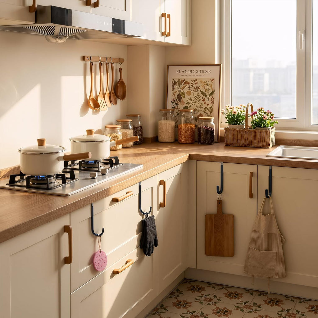 Over the Door Hooks, Anti-Scratch Over the Door Hanger for Towels, Robes, Jackets and Keys, Heavy-Duty Storage Solution for Bathrooms, Bedrooms, Kitchens, Laundry Rooms, and Closets.