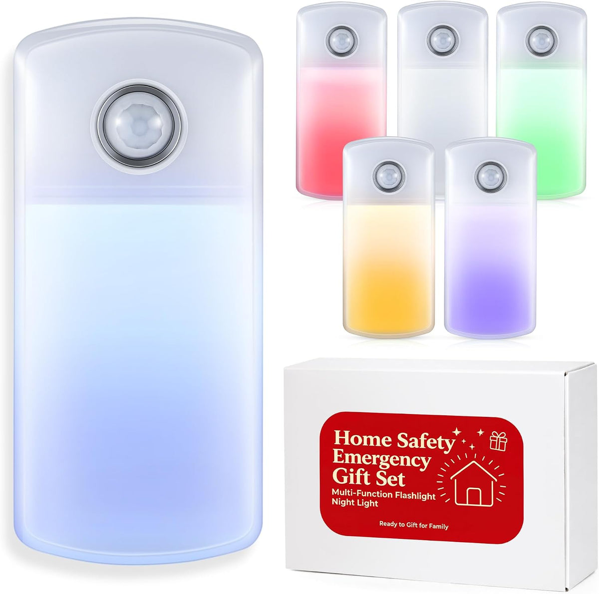 Enhon Emergency Power Failure 5-in-1 Multi Color LED Night Lights, 6 Pack