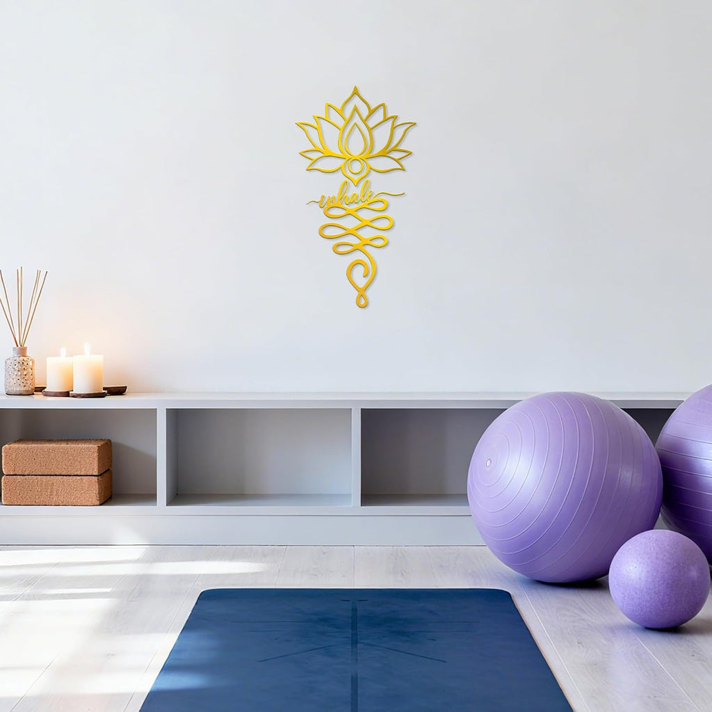 Xedatric 2 Piece Metal Lotus Wall Decor for Yoga Gold