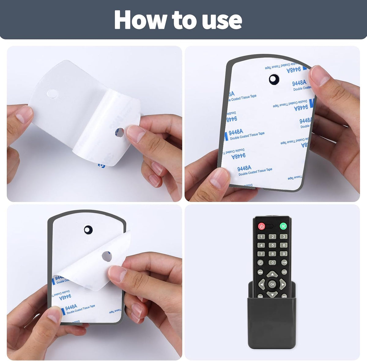 3 PCS Wall Mount Remote Control Holders, Self Adhesive TV Air Conditioner Remote Control Storage Organizer, Multi-Purpose Wall Mounted Pen Holder for Home Office School