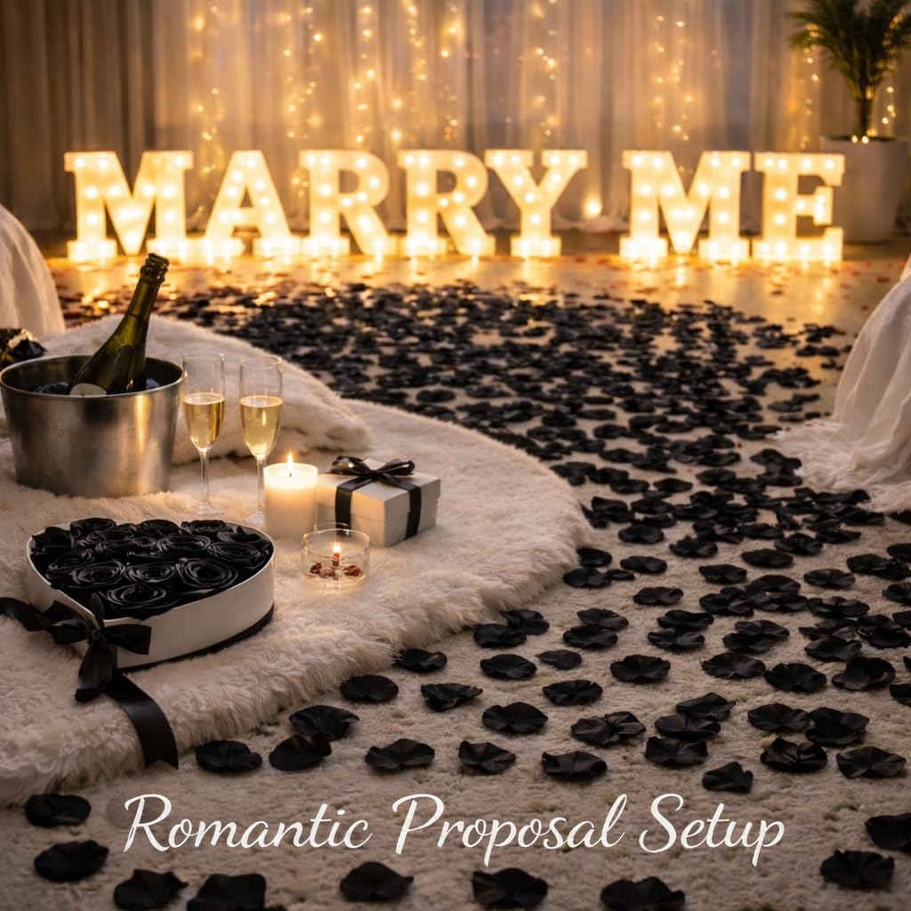 3000 Pcs Rose Petals Artificial Flowers Silk Petals Table Scatters for Romantic Special Night Decorations, Weddings, Valentine's Day, Proposals, Anniversaries, Bridal Showers Party Decor (Black)