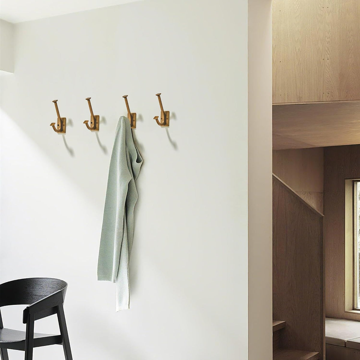 AVICCI 5 Pack Coat Hooks Antique Brass Wall Hooks for Bathroom Kitchen Towel Robe Towel Hooks Decorative Wall