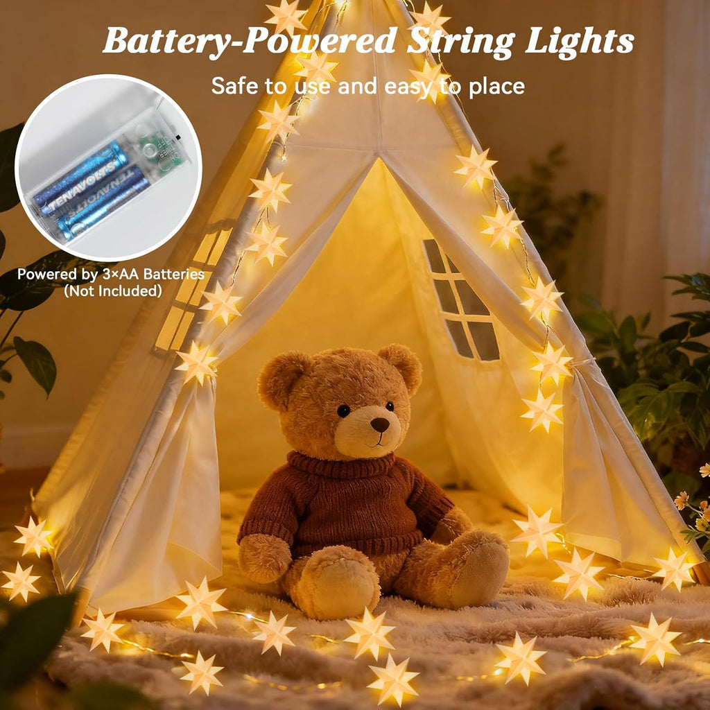 Lewondr 20 LEDs Star String Lights Battery Operated with 6H Timer