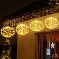 Ating Outdoor String Lights Waterproof - 4 Pack 8in Hanging Ball Lights (324 LEDs/Warm White)8 Modes &Timer,IP65 Hanging Connectable Globe LED Outdoor Lights for Backyard, Bistro,Porch,Deck,Balcony