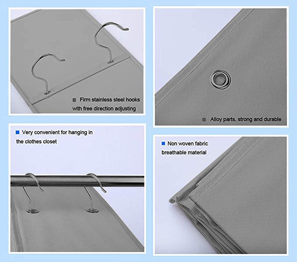 Hanging Purse Handbag Storage Organiser Homewares Nonwoven 10 Pockets Purse Bag Organizer for Closet (Light Grey)
