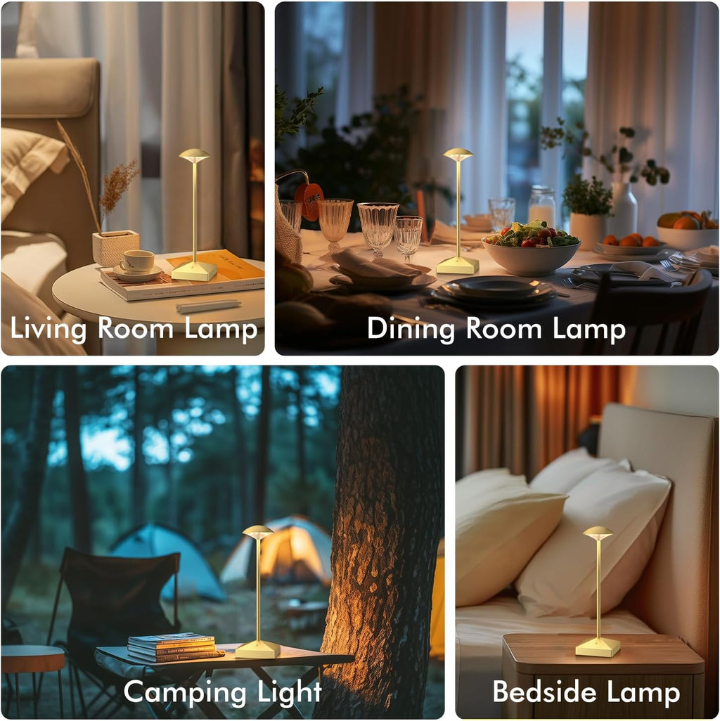 3 Pack Small Gold Rechargeable Cordless Table Lamps Dimmable