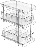 3 Tier Clear Bathroom Organizer with Dividers, Multi-Purpose Pull-Out Pantry Organization and Storage, Under Sink Closet Organizers and Storage, Vanity Skincare Cosmetic Organizer Medicine Bins