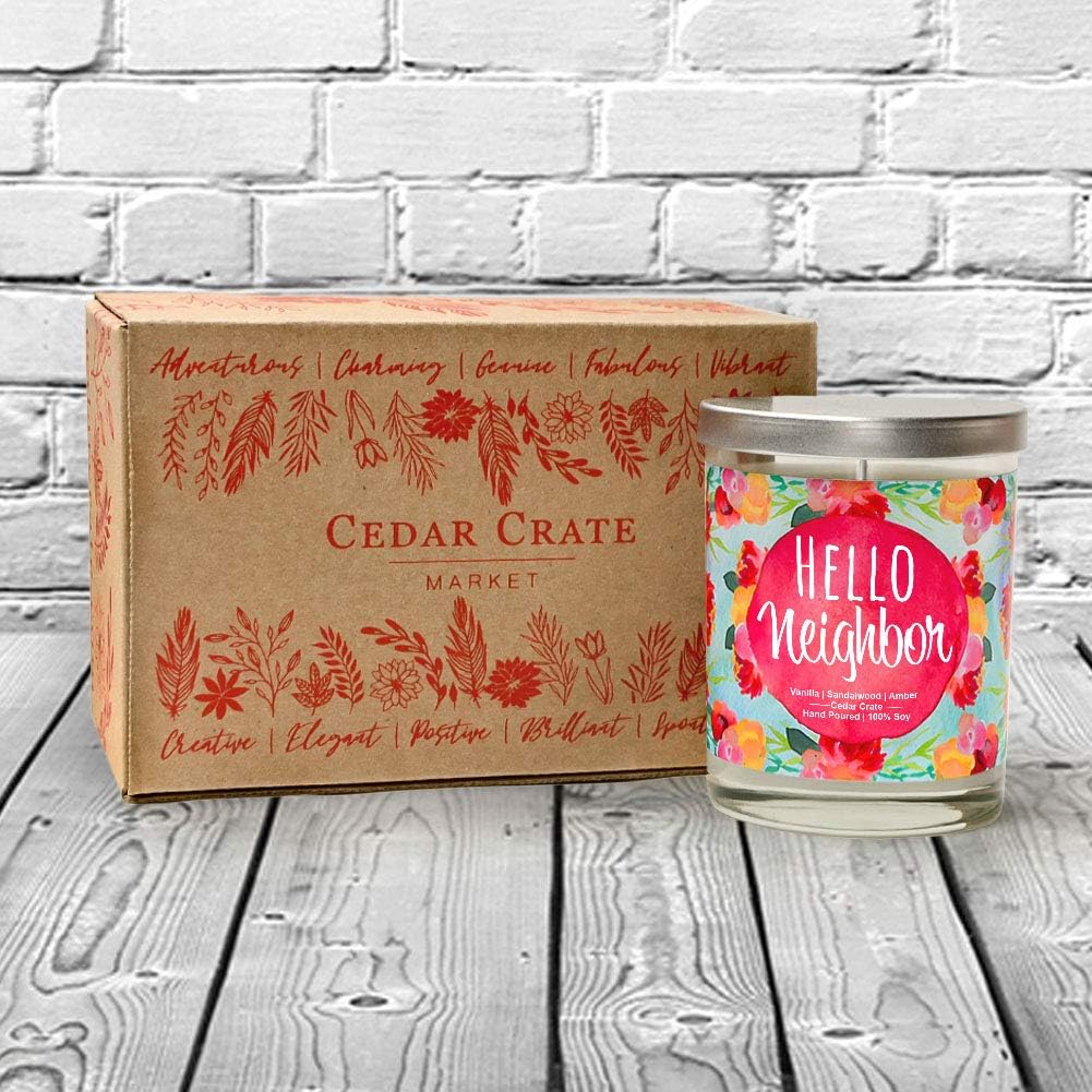 Hello Neighbor - Housewarming Gifts New Home - House Warming Candle for Women, Men, Couples, Apartment, Decor Ideas, Welcome, Hostess, Handmade in USA