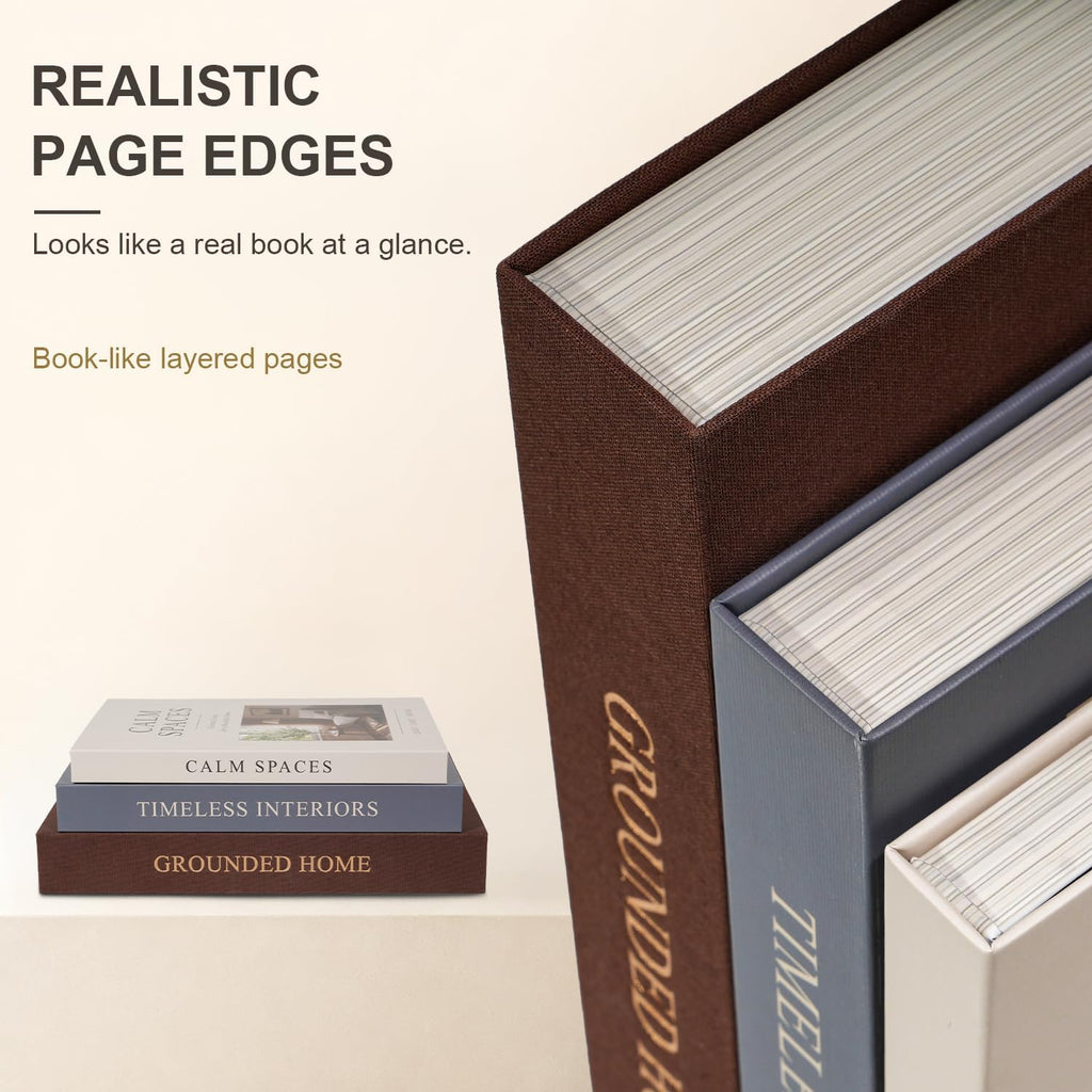 Decorative Books for Home Decor, Set of 3 Fake Books for Coffee Table Decor