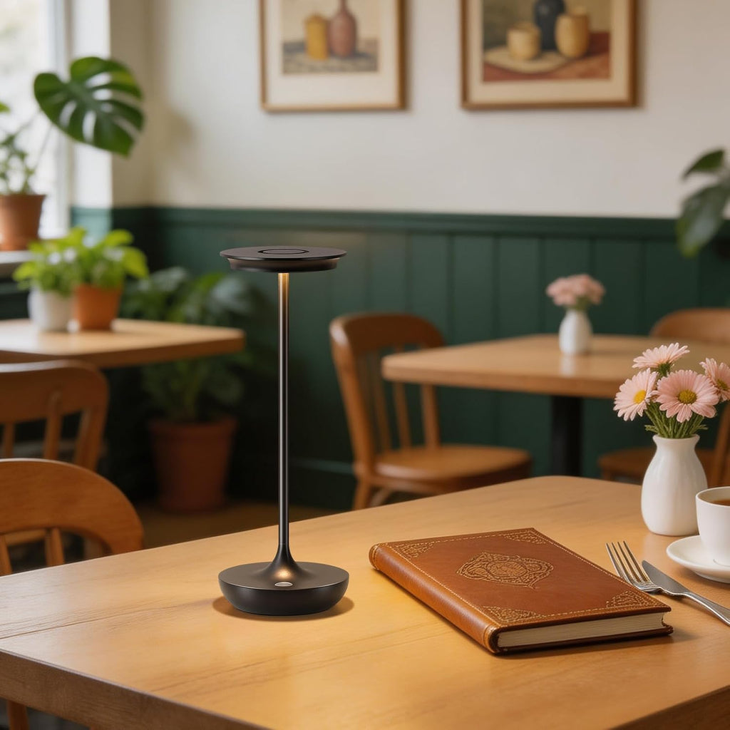 LED Rechargeable Cordless Table Lamp Battery Operated Light Black