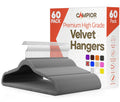 Gray Velvet Hangers 60 Pack – 360° Swivel Hook, Non-Slip and Space Saving Hangers, Heavy-Duty 11 lbs Weight Capacity - Smooth Velvet Finish for Crease-Free Clothes and Effortless Closet Organization