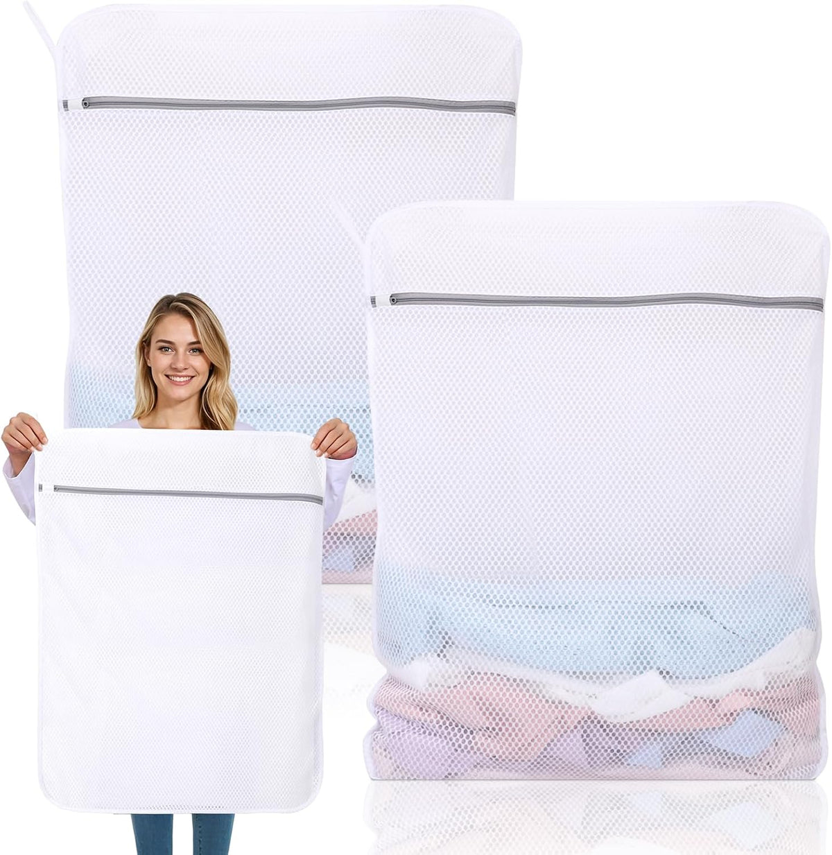 Dntorx 2 Pack XX-Large Mesh Laundry Bags for Delicates, 24 x 32 Inches