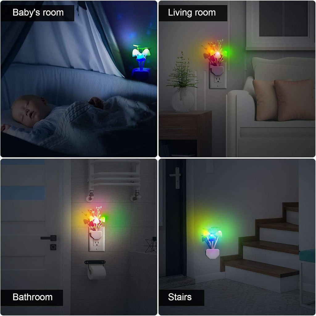 Mudder 6 Pack Plug in LED Mushroom Night Light, Water Plants, Lotus Leaves