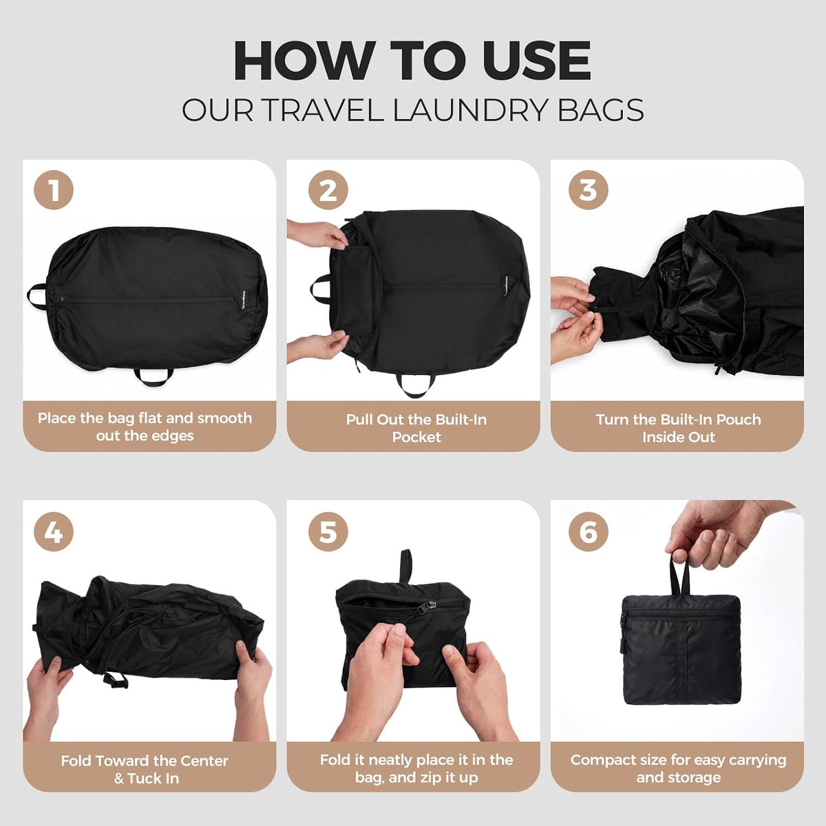 Travel Laundry Bag, 40L Foldable Dirty Clothes Bag with Two-Way Opening