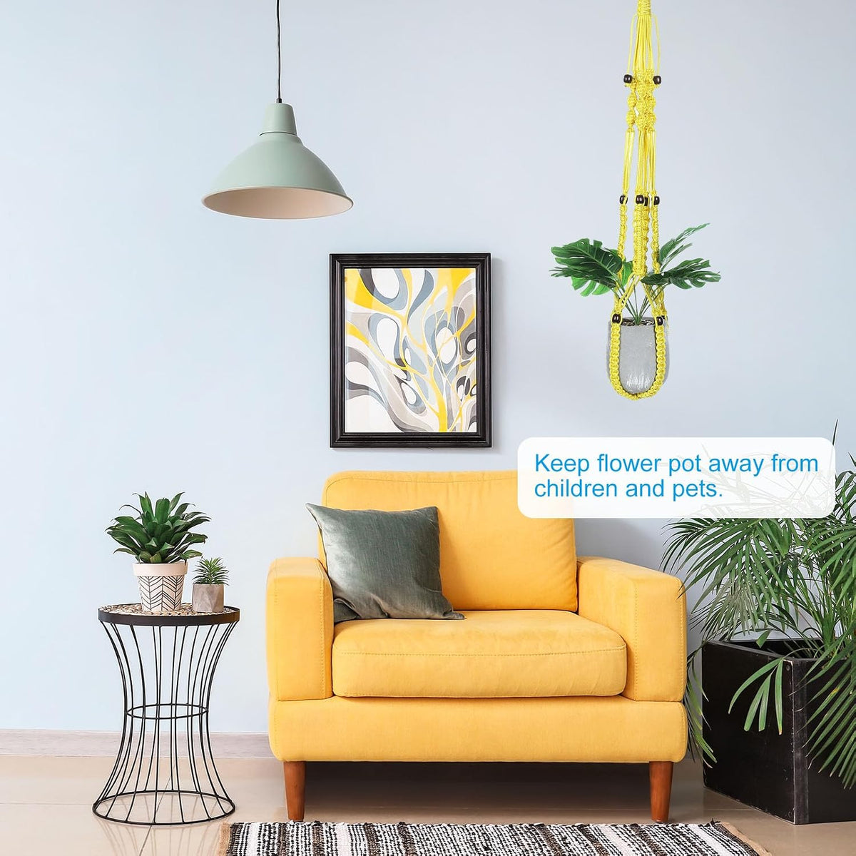 PATIKIL Macrame Hanging Planter, 35 Inch Handmade Hanging Plant Holders Flower Pot Hanger Flower Pot Hanger for Indoor Outdoor Decor, Yellow