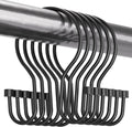 Bathway Shower Curtain Hooks Black Shower Curtain Rings, Shower Curtain Hangers Sturdy Double Hook Shower Curtain Hooks Rust Proof, Smooth Metal Shower Hooks for Shower Curtain, 12Pcs Shower Rod Hooks