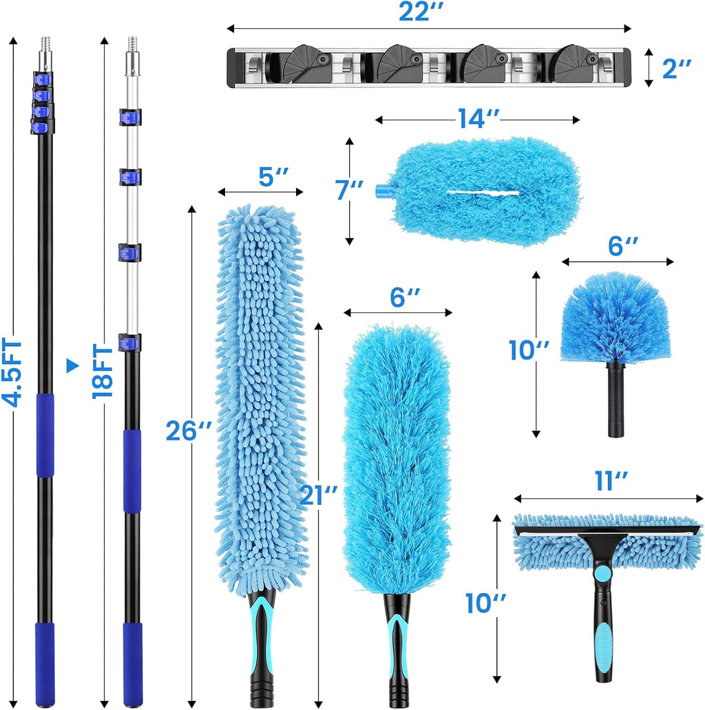 25ft High Reach Extendable Duster Kit with 4.5-18ft Extension Pole