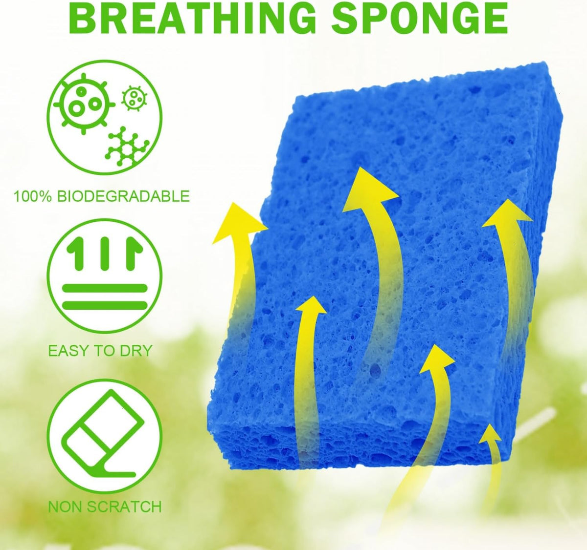 YoleShy Dish Sponges Kitchen 10 Pack Natural Compressed Cellulose Sponges