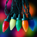 SUNSGNE C7 LED Christmas Colorful String Lights - 26FT Colored Christmas Tree Lights with 50 Multicolor LED Bulbs for Holiday Party Roofline Backyard Garden Patio - Green Wire