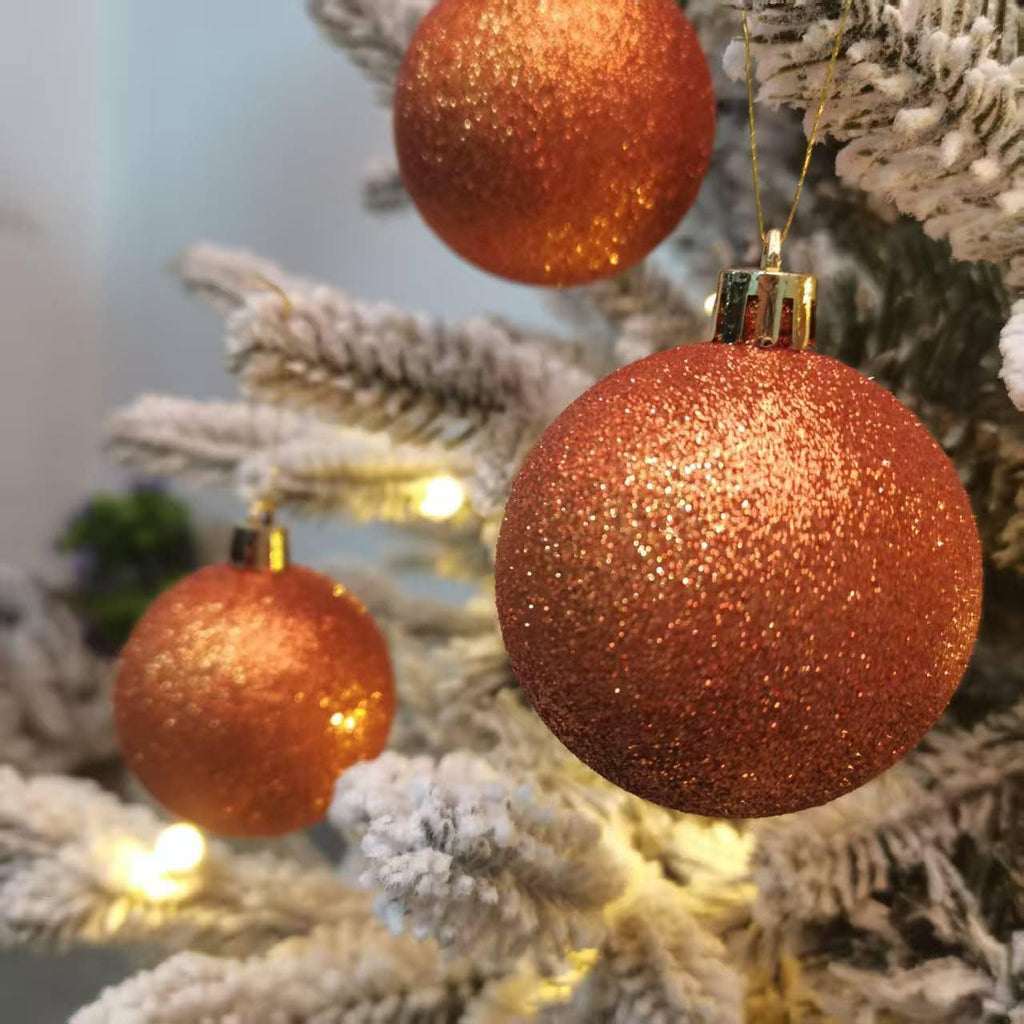 YYCRAFT Glitter Orange Shatterproof Christmas Ornament 6cm Unique Color Ornament for Holiday Decor Wreaths Garlands Box Set (9 Pack,Orange)